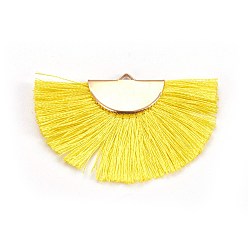 Желтый Полиэфирные украшения кисточкой подвесные, веерообразный, золотые, желтые, 24.5~28x44~53x3 мм, отверстие : 3x1.5 мм