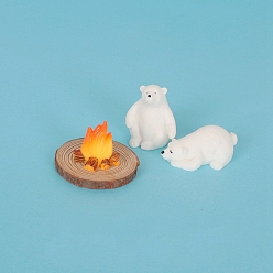 (52) Непрозрачная лаванда Креативные миниатюрные милые наборы для украшения кукольного домика, смола и дерево блокируют семью медведей с огнем, разноцветные, 26x26 мм