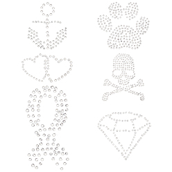 Кристалл 24 шт. 6 tyle стекло исправление горный хрусталь, железо на заплатах, платье обувь украшения одежды, бриллиант, якорь, лента, череп, отпечаток лапы и сердце, кристалл, 50~100x40~73 мм, 4 шт / стиль