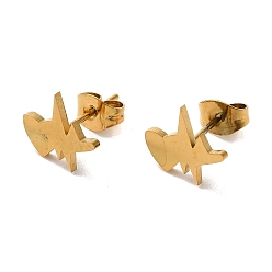 Золотой Вакуумное покрытие pvd 304 серьги-гвоздики из нержавеющей стали, сердце, золотые, 9.5x10.5 мм