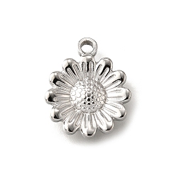 Нержавеющая Сталь Цвет 304 подвески из нержавеющей стали, цветочный шарм, анти-тускнение, цвет нержавеющей стали, 17x14x2.5 мм, отверстие : 1.8 мм