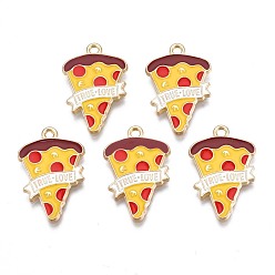 Золотистый Стойки обшивки сплава эмали подвески, без кадмия, без никеля и без свинца, золотой свет, пицца, золотые, 25x16.5x1.5 мм, отверстие : 1.6 мм