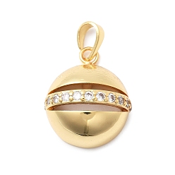 Настоящее золото 18K Латунные подвески, без кадмия и без свинца, с микро проложить кубического циркония, круглые, реальный 18 k позолоченный, 21.5x18x8.5 мм, отверстие : 4x5.5 мм