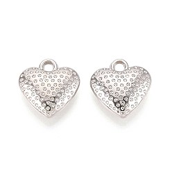 Платина Пластмассовые подвески ccb, сердце, платина, 19~19.5x18x6 мм, отверстие : 2.5 мм