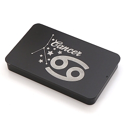 Рак Печатные железные коробки для сбора карт Таро, футляры для хранения карт Таро, прямоугольные, чёрные, рак, 16.7x10.3x2 см