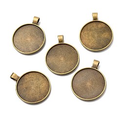 Античная Бронза Тибетский стиль плоские круглые литые настройки подвеска кабошон, чашки безель с краями, без кадмия, без никеля и без свинца, античная бронза, лоток : 30 мм, 41.5x33x2 мм, Отверстие : 6x4 мм , около 143 шт / 1000 г