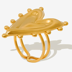 Золотой 304 кольцо сердечной манжеты из нержавеющей стали, регулируемое модное простое открывающееся кольцо, золотые, 35 мм, внутренний диаметр: 17 мм