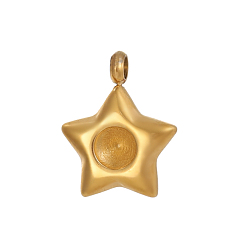 Настоящее золото 18K 304 прелести нержавеющей стали, звезда, ионное покрытие (ip), реальный 18 k позолоченный, 10x8 мм