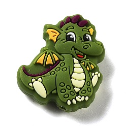 Светло-зеленый Коричневый Пищевые силиконовые фокальные бусины динозавра, изготовление ожерелий diy, оливковый, 29x24.5x9 мм, отверстие : 2 мм
