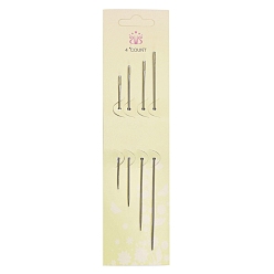 Нержавеющая Сталь Цвет Иглы из стальной пряжи, тупые иглы с большим ушком, для вышивки крестом, вязание, вышивка лентами, цвет нержавеющей стали, 100~175 мм, 4 шт / комплект