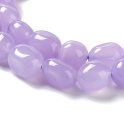Lilac Natural Jade Beads Strands, Dyed, Nuggets, Tumbled Stone, Lilac, 9.5~11.5x8~8.5x7~8mm, Hole: 1mm, about 34~38pcs/strand, 14.76~15.16''(37.5~38.5cm)
