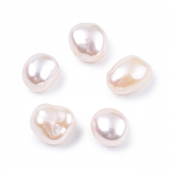 Seashell Color Natural Baroque Keshi Pearl Beads, Freshwater Pearl Beads, No Hole, Nuggets, Seashell Color, 8~10x7.5x7.5mm
