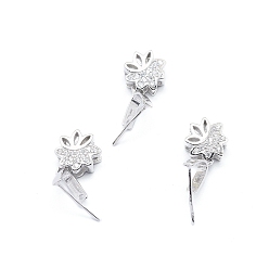 Платина Антикоррозийное покрытие родием 925 серебряный кулон ледоруб щипцы для защемления, с четким кубического циркония, цветок, платина, 16 мм, отверстие : 7x4 мм, штифты : 0.6 мм