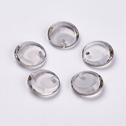 Light Grey Transparent Acrylic Charms, Faceted, Flat Round, Light Grey, 17x5mm, Hole: 1mm
