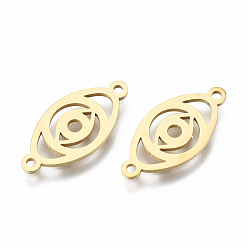 Золотой 201 соединительные звенья нержавеющие, лазерная резка, глаз, золотые, 9.5x20x1 мм, отверстие : 1.2 мм