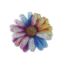 Разноцветный Акриловые подвески, цветок, красочный, 40x2 мм, отверстие : 1.6 мм