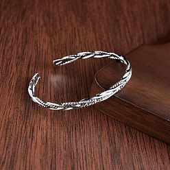 Twist Браслеты-манжеты из сплава для женщин и мужчин, античное серебро, твист, 3.35 дюйм (8.5 см)