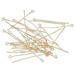 Light Gold Железный штифт, без кадмия и без свинца, золотой свет, 40x0.7 мм, Отверстие : 2 мм , около 3000 шт / 500 г