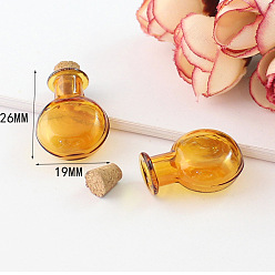 Round Miniature Glass Bottles, with Cork Stoppers, Empty Wishing Bottles, for Dollhouse Accessories, Jewelry Making, Round Pattern, 26x19mm