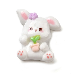 Lilac Opaque Resin Cabochons, Rabbit, Lilac, 27x23.5x9mm