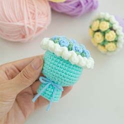 Голубой Наборы для вязания своими руками, мини-букет, голубой, 6.5 см