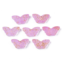 Орхидея Прозрачные брызги, окрашенные распылением, с золотой фольгой, бабочка, сиреневые, 8x15x4 мм, отверстие : 1 мм