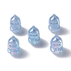 Sky Blue UV Plating Rainbow Iridescent Acrylic Beads, Dinosaur, Sky Blue, 22x15x20.5mm, Hole: 3.5mm