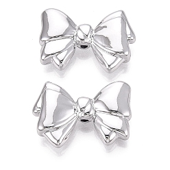 Silver Plated UV Plating Acrylic Beads, Bowknot, Silver Plated, 20.5x29.5x8mm, Hole: 2mm
