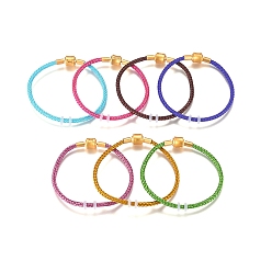 Mixed Color Braided Stainless Steel Wire European Style Bracelets Making, with Silicone Beads and Brass Clasps, Long-Lasting Plated , Mixed Color, 7-1/4 inch(18.3cm), 2.3mm