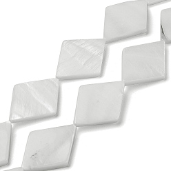 Морская Ракушка Естественных пресноводных оболочки бисер нитей, ромб, цвет морской раковины, 20.5x29x3 мм, отверстие : 0.9 мм, около 13 шт / нитка, 14.84'' (37.7 см)