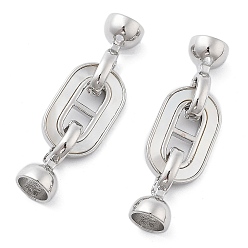 Платина Латунь раз по сравнению с застежками, без кадмия, без никеля и без свинца, с ракушками гребешков, овальные, платина, 36.5 мм, отверстие : 1.2 мм