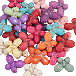 (52) Непрозрачная лаванда 1 нити синтетических бусин бирюзового цвета, бабочка, разноцветные, 15x20x5 мм, отверстие : 1.5 мм, около 35 шт / нитка, 14.76'' (37.5 см)