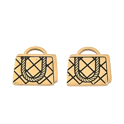 Настоящее золото 18K 304 нержавеющей стальной эмали подвески, прелести мешков, реальный 18 k позолоченный, 13.5x14.5x1.3 мм, отверстие : 2x5 мм