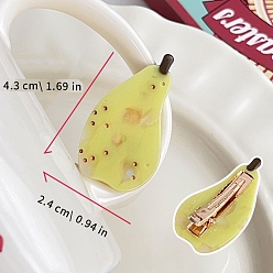 Pear Заколки из кожи аллигатора из ацетата целлюлозы (смола), груша, 28x13 мм