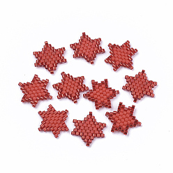 Red Handmade Japanese Seed Beads, Loom Pattern, Star of David, Red, 12x12x2mm