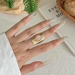 Опал Синтетический опалит 304 кольца из нержавеющей стали, овальные, золотые, внутренний диаметр: регулируемый