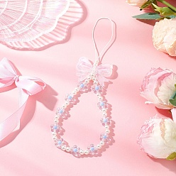 Лазурный Акриловые планки мобильного, с пластиковой бисера, бантом, цветок, лазурный, 217 мм