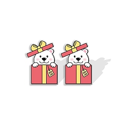 Лосось Серьги-гвоздики в виде медведя из акрила для женщин, salmon, 15 мм