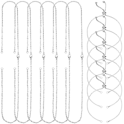 Нержавеющая Сталь Цвет 304 нержавеющей стали ювелирных изделий, с 6шт. ожерелья из цепочек и браслетов-слайдеров, цвет нержавеющей стали, 18.5 дюйм ~ 18.8 дюйм (47~47.8 см), 2 мм, отверстие : 2.5 мм