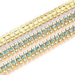 Темно-бирюзовый Железо горный хрусталь чашка цепи, с катушкой, золотые, темные бирюзовый, 8.5x3 мм, около 14.99 футов (4.57 м) / рулон