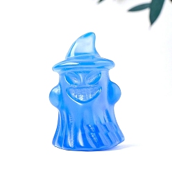 Опал Хэллоуин опалитовые резные призраки со шляпой, статуэтки, статуи для украшения рабочего стола для домашнего офиса, 25~30x38~40 мм