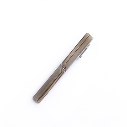 Matte Silver Color Iron Rhinestone Tie Clips for Men, Rectangle, Matte Silver Color, 60x5mm