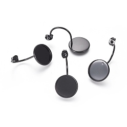 Black 304 Stainless Steel Ear Nuts Ion Plating(IP), Butterfly Earring Backs for Post Earrings, Flat Round Cabochon Settings, Electrophoresis Black, Tray: 14mm, 33x16x16mm, Hole: 0.8mm