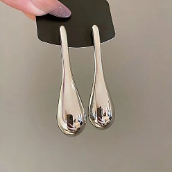 Серебро Серьги-гвоздики из железа и пластика, слеза, серебряные, 40 мм