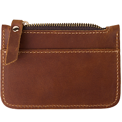 Седло Коричневый Прямоугольные кожаные кошельки для кредитных карт для женщин и мужчин, портмоне на молнии, седло коричневый, 8x11.1x0.6 см