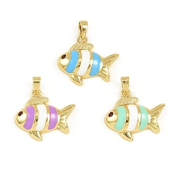 Fish Латунь эмаль подвески, золотые, рыба, 17x19.5x5 мм, отверстие : 2x4.5 мм