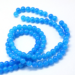 Dodger Blue Baking Painted Imitation Jade Glass Round Bead Strands, Dodger Blue, 6.5mm, Hole: 1.5mm, about 145pcs/strand, 31.8 inch