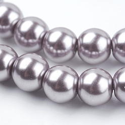 Rosy Brown Eco-Friendly Dyed Glass Pearl Round Beads Strands, Grade A, Cotton Cord Threaded, Rosy Brown, 6mm, Hole: 0.7~1.1mm, about 72pcs/strand, 15 inch