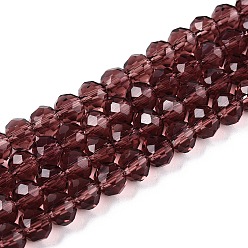 Pale Violet Red Glass Beads Strands, Faceted Abacus, Rondelle, Pale Violet Red, 6x5mm, Hole: 1mm, about 78~81pcs/strand, 37~39cm