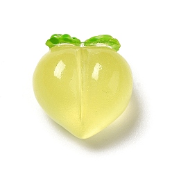 Желто-Зеленый Светящиеся полупрозрачные кабошоны из смолы, персик, желто-зеленый, 17.5x16x12.5 мм